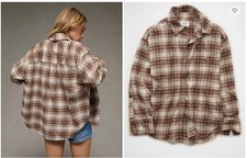 american eagle ae plaid button-down flannel p...