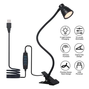Lampe de bureau de table 24LEDs Lumière de serrage USB Alimenté 10 Niveaux Dimmer pour le bureau à domicile