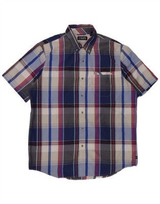 Chaps Herren Kurzarm Hemd Large blau kariert Polyester CF20