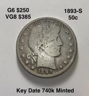 1893-S Barber Half Dollar Key Date *details Coin San Francisco Mint Silver Coin