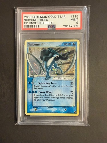 Pokemon Suicune Gold Star 115/115 Unseen Forces PSA 9 English Slab Crack