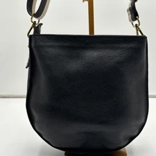 Madewell The Transport Saddlebag Black Leather Crossbody Bag Gold Hardware