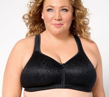 Breezies Wild Rose Seamless Wirefree Support Bra Black B/38 New