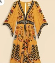 FARM RIO Tropical Tapestry Kaftan Dress yellow xxs