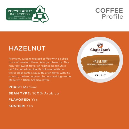 Gloria Jean's Hazelnut K-Cups, Medium Roast Coffee, 144 Count - 第 3/4 張圖片