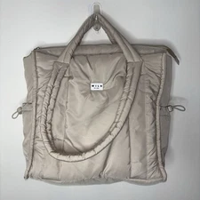Wilo the Label Cream Double Strap Puffer Tote Bag Bookbag Travel