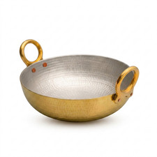 Pure Brass Kadai for Cooking with Handles - Strong & Durable - Best 3.5 Liters