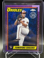 Tomoyuki Sugano 2025 Topps Chrome 1990 Blue Mojo Refractor #31/150 RC - Orioles