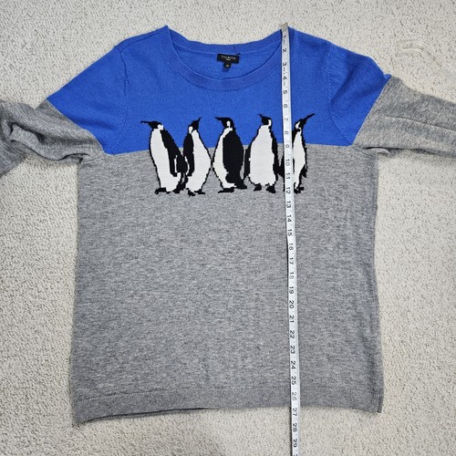 Talbots 1X Penguin Colorblock Sweater Crewneck Blue Gray Nylon Lambswool Blend - Picture 4 of 7