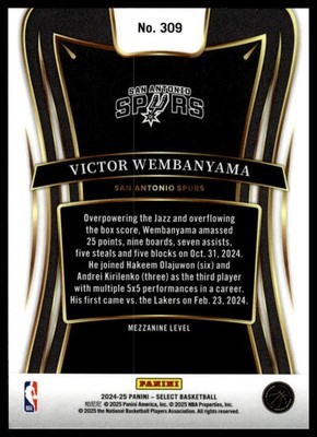 a ♡select 2024-25 Panini Select #309 Victor Wembanyama | eBay
