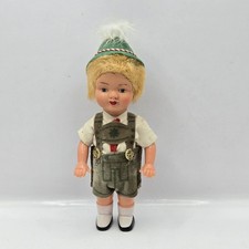 Vintage 60s Bavarian Celluloid Wind Up Boy Doll by W.M. Germany - Festive Attire