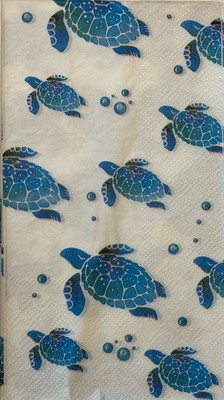 two Individual Ocean Sea Turtles Paper Dinner napkins Decoupage Blue Summer