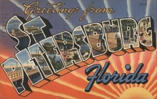 St. Petersburg,FL Greetings St Petersburg Tichnor 1953 Large Letter Saint