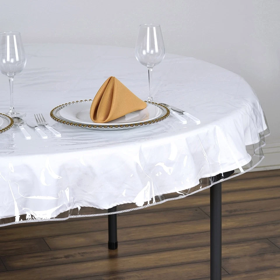 6 piezas Manteles Protectores de Vinilo Plástico Transparente 70" Cubierta de Mesa Boda Fiesta Foto 4 de 4