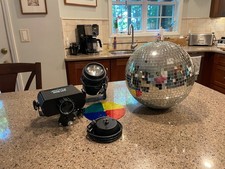 Elation 12" Glass Mirrored Disco Ball with Motor, Spot Light, Colored Spot Light