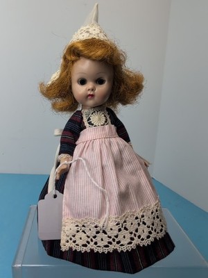 7  Vintage Vogue Ginny Doll Bent Knee Walker Redhead Blue Eyes Tagged Dress #AC