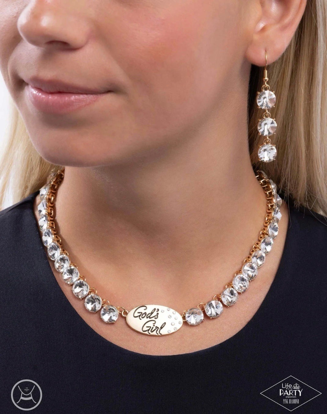 New Paparazzi Jewelry-God’s Girl Gold Choker Necklace-Pink Diamond Excl-Gold