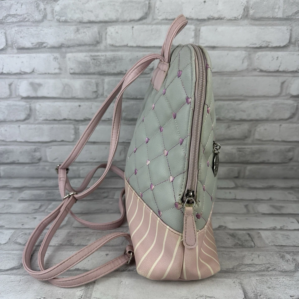 LUV BETSEY By Betsey Johnson Backpack Quilted Hearts Gray/Pink - Image 2 of 4