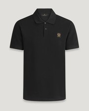 Image of BELSTAFF PHOENIX PATCH PIQUE COTTON POLO SHIRT IN BLACK SMALL RRP £95 BNWT