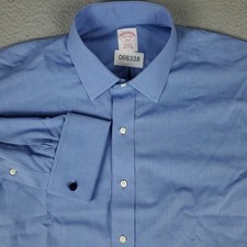 Brooks Brothers Shirt Mens 17.5 Blue French Cuff Dress Button Up Long Sleeve