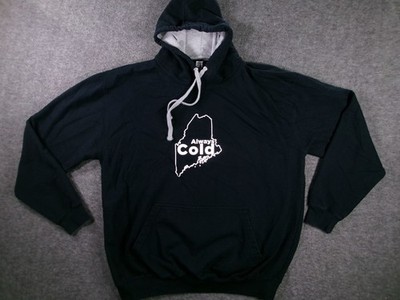 Maine Hoodie Mens XL Black Always Cold Graphic Pullover Fleece Lined
