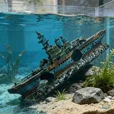 Aquarium Shipwreck Ornament Fish Tank Cave Rock Decoration Decor