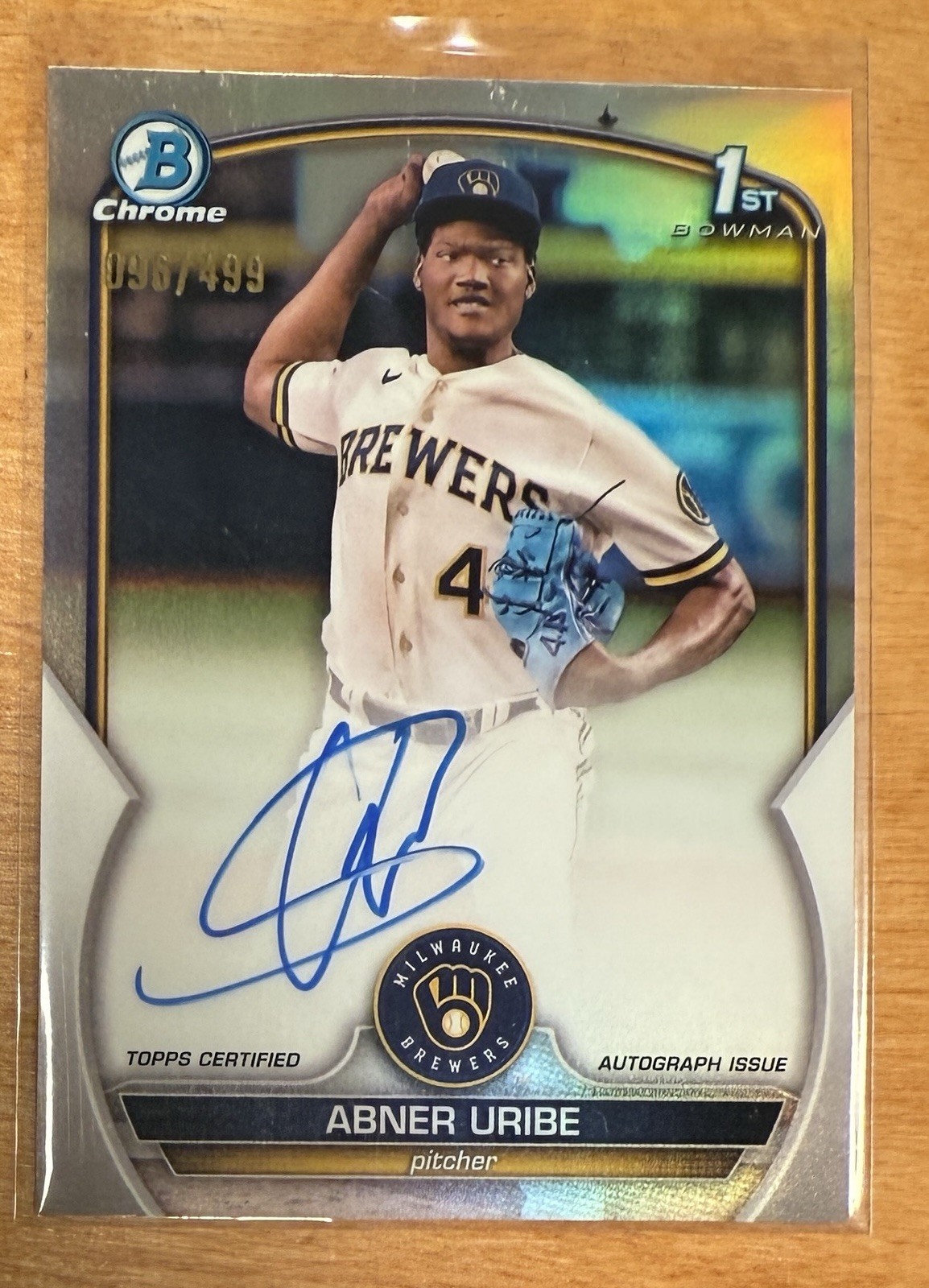 2023 Bowman Chrome Abner Uribe 1st Refractor Auto /499 #CPA-AU