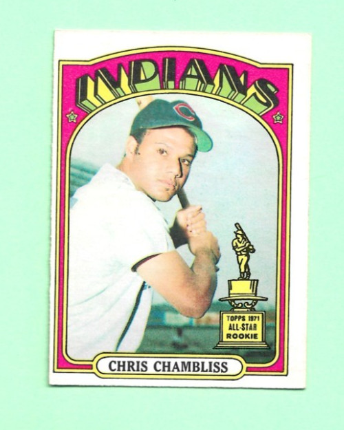 (1) CHRIS CHAMBLISS  1972 O-PEE-CHEE # 142 INDIANS ROOKIE EX-MT  CARD (N2126)