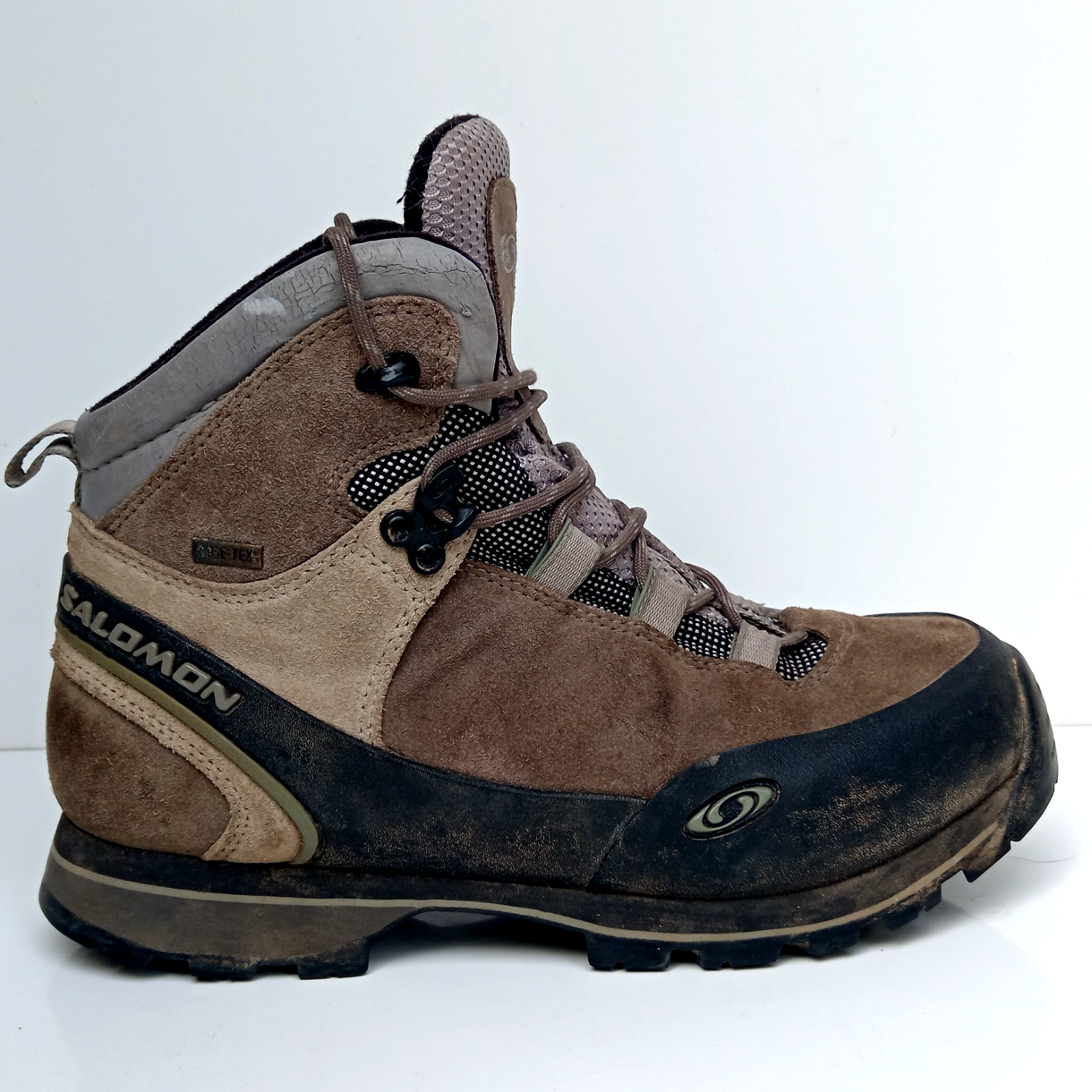 ? Stivali Salomon Escursionismo Trail Donna Gore Tex Membrana Marrone Vera Pelle Pizzo