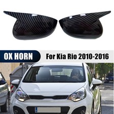 For Kia Rio 2010-2016 Carbon Fiber Look Ox Horn Rearview Side Mirror Cover Cap