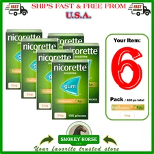 6 X Nicorette Gum  2mg 105 pieces Fruitfusion fruit  ""USA SELLER - FAST SHIP"