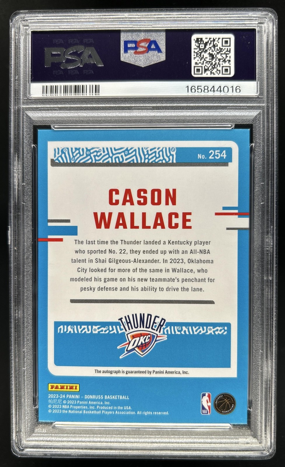 2023-24 Panini Donruss Cason Wallace Rated Rookie Choice RC Auto #254 PSA 9 view 2