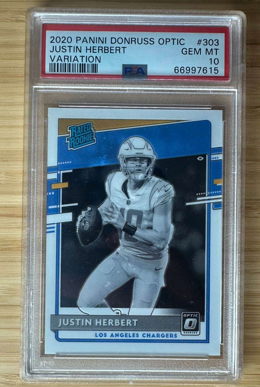 2020 Panini Donruss Optic Justin Herbert Variation Rated Rookie #303 PSA 10