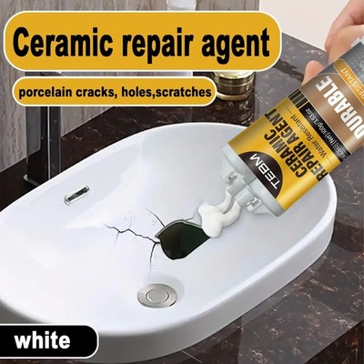 Keramik Reparaturpaste weiß Porzellan Waschbecken Riss Fliese Badewanne Loch Reparaturmittel