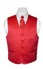 BOY'S Dress Vest  NeckTie Solid RED Color Neck Tie Set for Boys Suit or Tuxedo