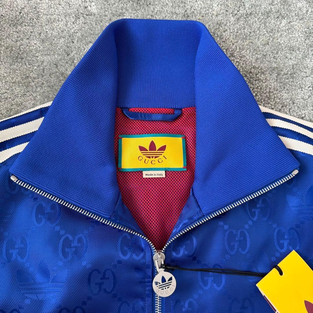 Gucci x adidas GG Jacquard Track Jacket Blue Size M Italy Luxury