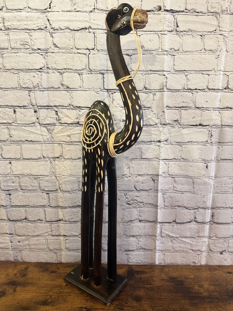 80cm Brown Carved Wood Camel Tall Statue Wood Modern Hand Carved