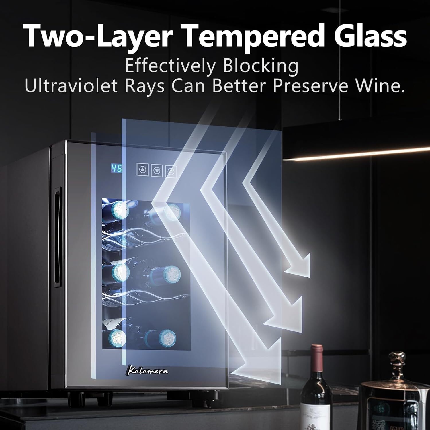 6 bottles of small wine capacity mini refrigerator 46-66°F temperature control