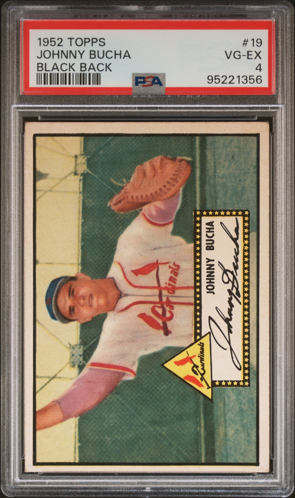 1952 TOPPS BLACK BACK #19 JOHNNY BUCHA PSA 4