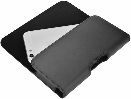 BLACK LEATHER RUGGED CELL PHONE CASE POUCH HOLSTER CLIP BELT LOOP CARRYING COVER - Picture 3 of 12