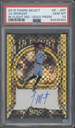 337 2019 Select In Flight Signature Gold Prizm Ja Morant /10 Auto Gem PSA 10