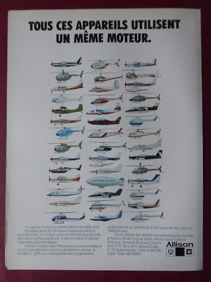 6/1987 PUB ALLISON TURBINE MODEL 250 C-20R HELIKOPTER LEICHTFLUGZEUG FRANZÖSISCHE ANZEIGE