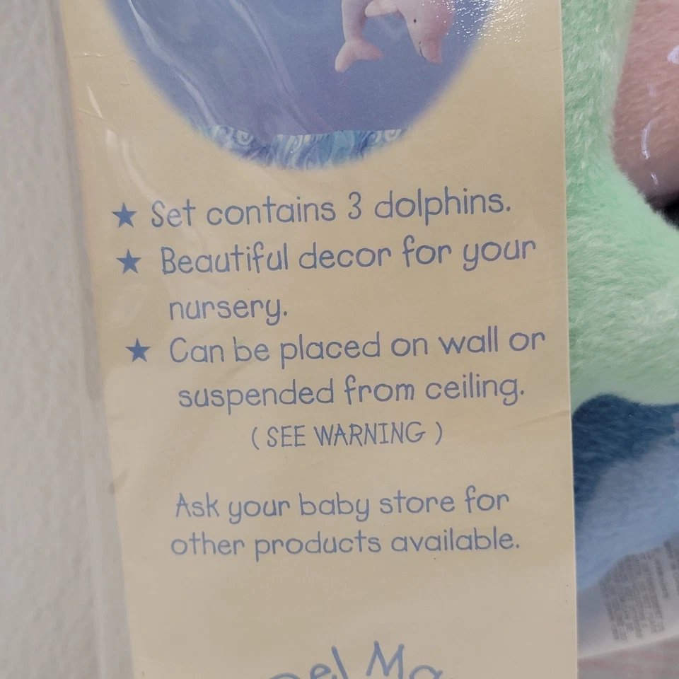 Kids Line Del Mar 墙/天花板悬挂海豚毛绒装饰蓝色粉红色绿色 — 第 4/4 张图片