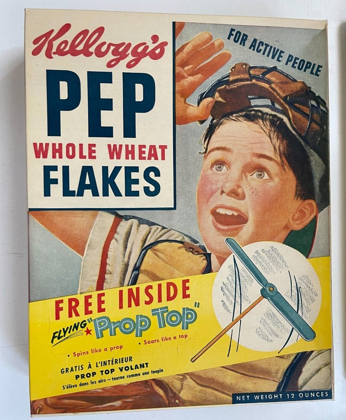 Vintage 1950s KELLOGG'S PEP CEREAL BOX BASEBALL 12 Ounce Box Variation