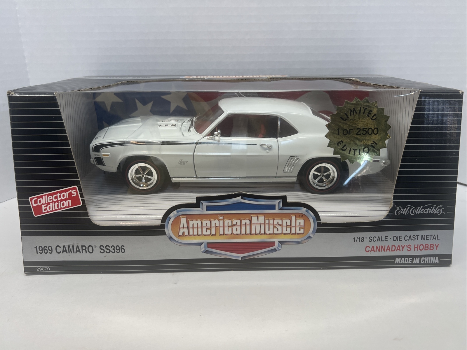 Cannaday's Hobby "American Muscle" Diecast Camaro White 1969 SS 396
