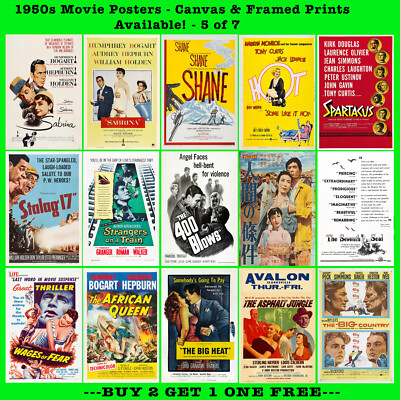 50er Jahre Retro Klassiker Filmplakate, Leinwand & gerahmte Optionen in vielen Größen - 5 von 7