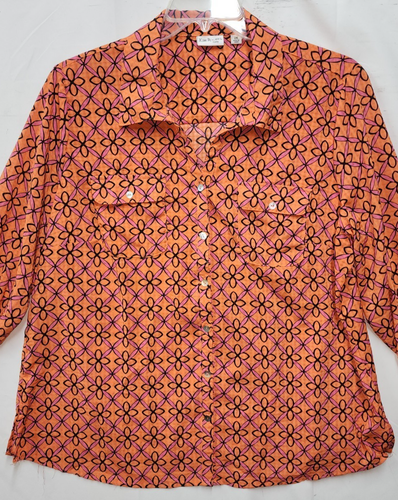 Haut Kim Rogers Curvy taille 2X neuf avec étiquette orange géolattice manches roulées - Photo 2/6