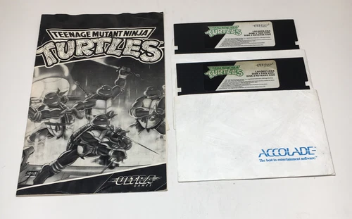First Floppy Discs + Manual TEENAGE MUTANT NINJA TURTLES (Commodore 64, 1989)