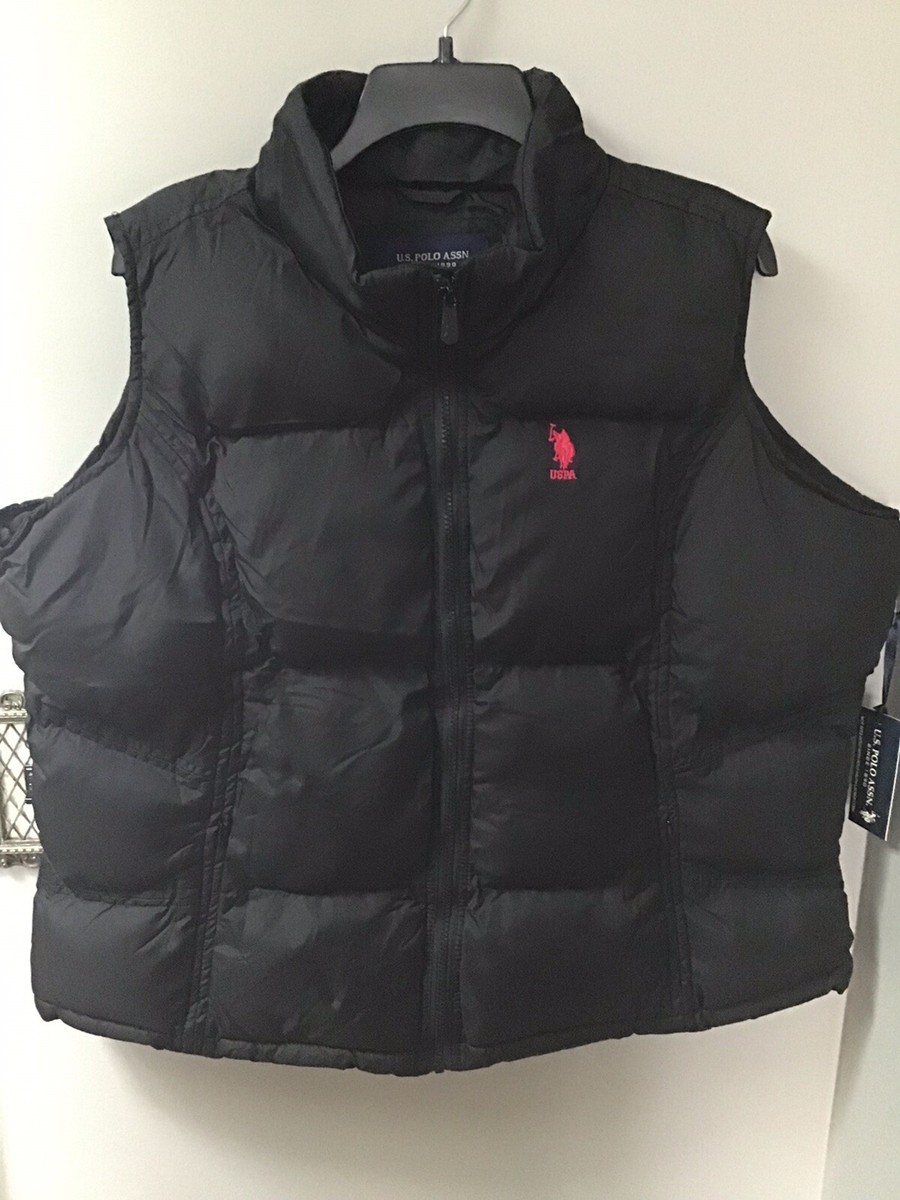 US POLO ASSN. Women's Black Puffer Vest W/Red Emblem Size 2X NWT