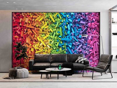 3D Toy Bricks Colorful Self-adhesive Removeable Wallpaper Wall Mural 62
